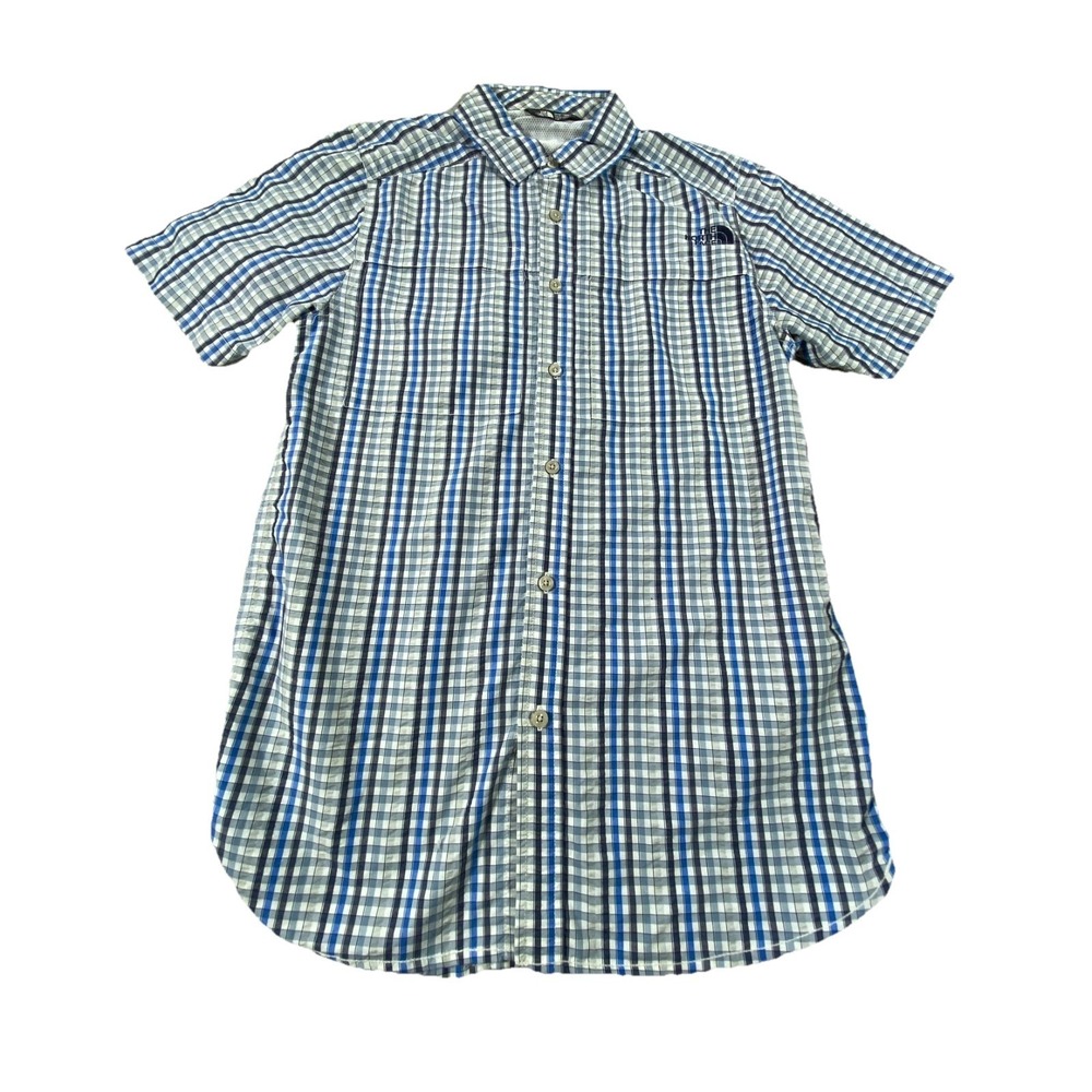 The North Face Shirt Mens Small Blue Plaid Mesh Lined Fishing Outdoor Button Up‎